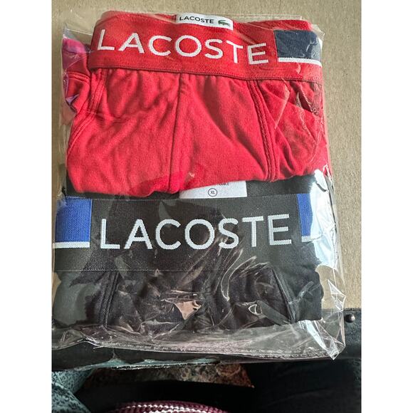VTG NWOT LaCoste Brazilian trunk underwear 2 pairs black red size XL - Picture 1 of 6